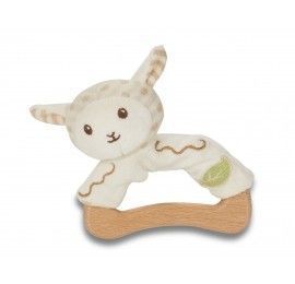 Hochet mouton peluche coton bio et bois