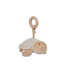 Peluche Tortue avec anneau en bois et coton bio