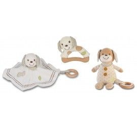 Lot de peluche, doudou et hochet Chien