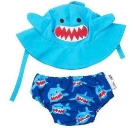 Zoocchini ensemble maillot de bain et Chapeau Requin