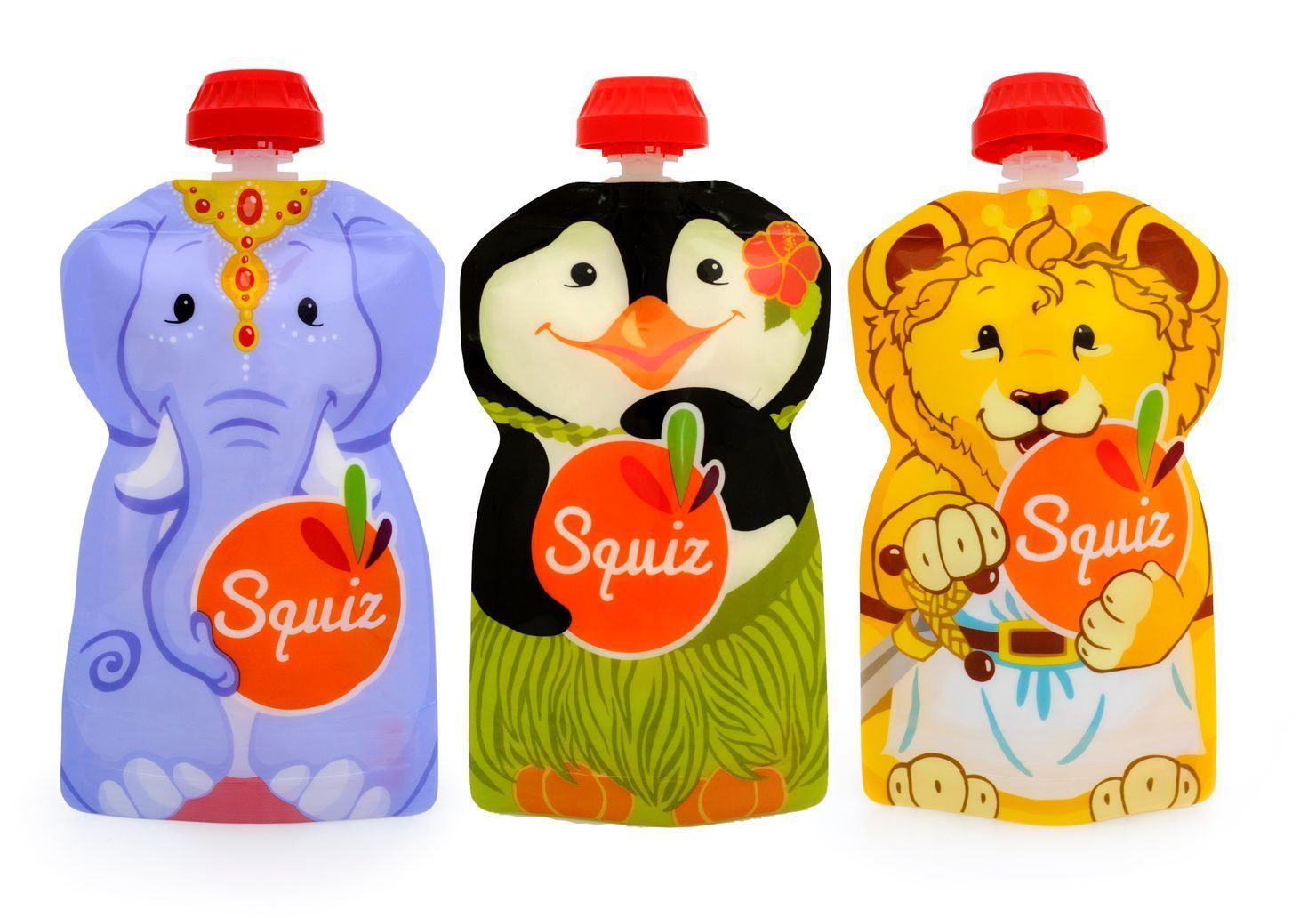 Squiz -- Gourdes réutilisables australie 130 ml + 1 squiz'zip - Lot de 3