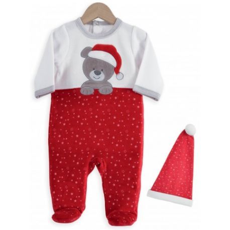 Ensemble de Noël Pyjama et bonnet rouge Trois Kilos Sept
