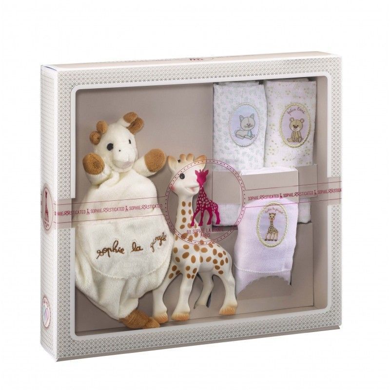 Coffret naissance prêt à offrir Sophie la girafe et Doudou avec attache  sucette - Sophie la girafe