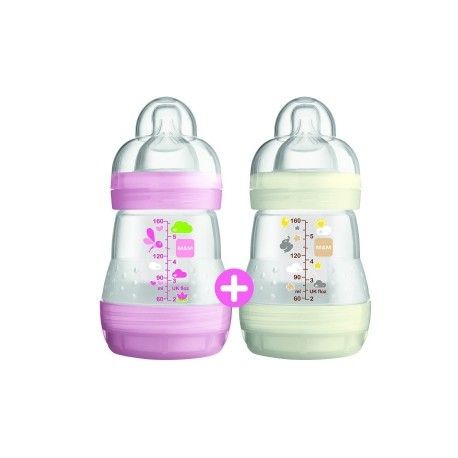 Lot De 2 Biberons Anticolique 260ml Rose / Blanc 260 Ml De Mam