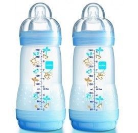 MAM lot de 2 biberons anti-colique 0+mois Débit2 260ml Bleu
